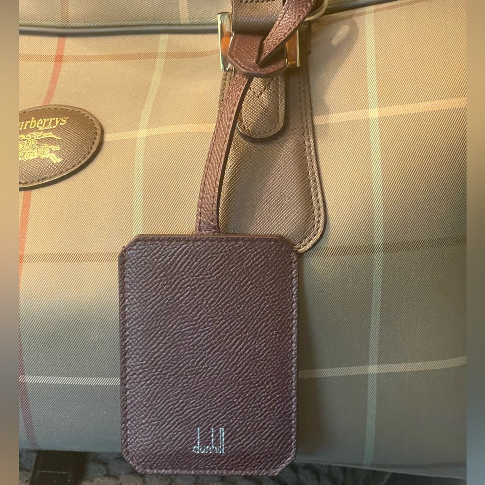 NWT dunhill brown classic grain leather travel luggage/bag  tag w/ box unisex